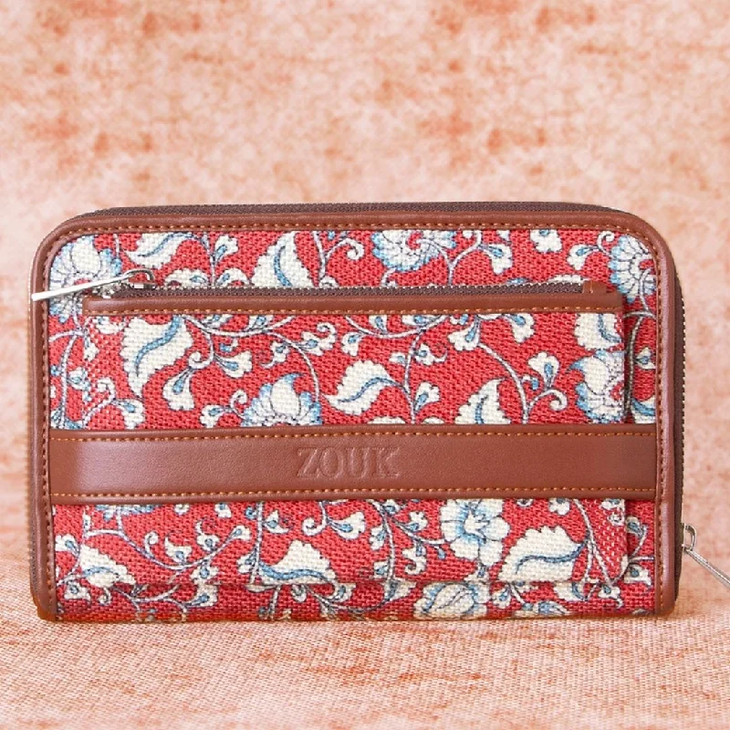 Chittoor Red Kalamkari Classic Zipper Metal Wallet