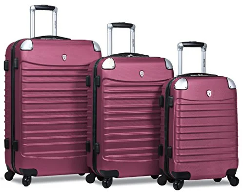 Dejuno Impact Hardside 3-Piece Spinner Luggage Set, Burgundy