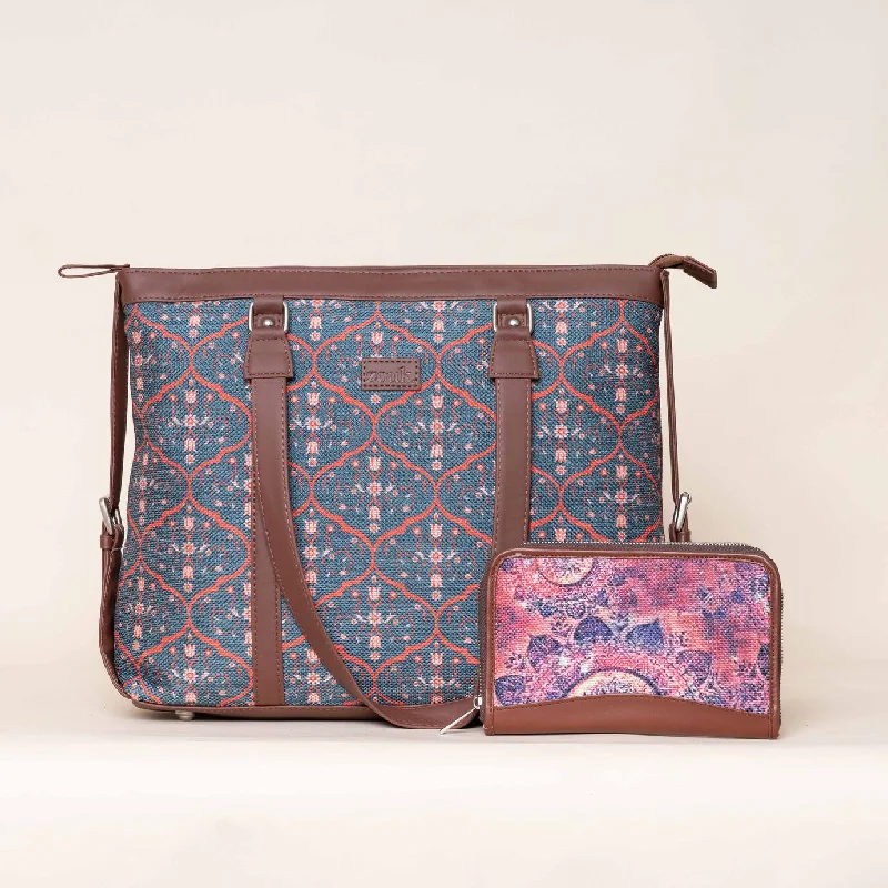 Sheesh Mahal and Space Chakra - Office Bag & Chain Wallet Combo