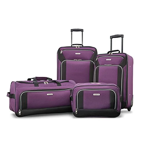 American Tourister Fieldbrook Xlt 4Pc Set (Bb/Wh Dfl/ 21/25 Upright), Purple/Black