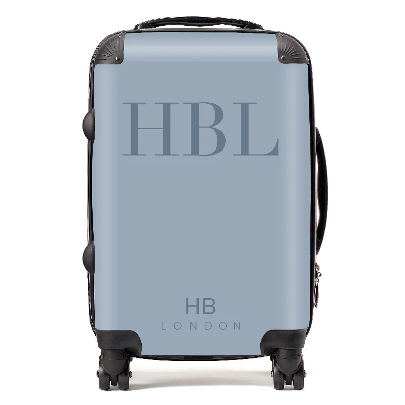 Personalised Dusty Blue Subtle Fashion Font Initial Suitcase