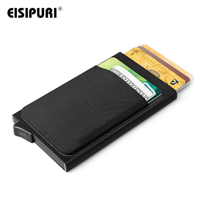 Men Aluminum Wallet With Back Pocket Id Card Holder Rfid Blocking Mini Slim Metal Wallet