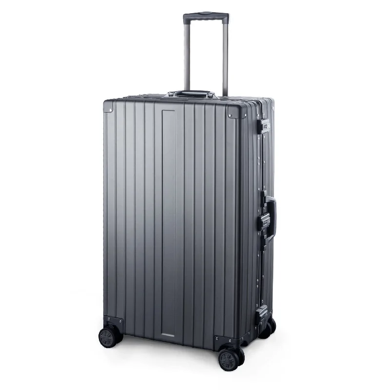 TRAVELKING Multi-size All Aluminum Hard Shell Luggage Case Carry On Spinner Suitcase (20"-28") (Grey, 28")