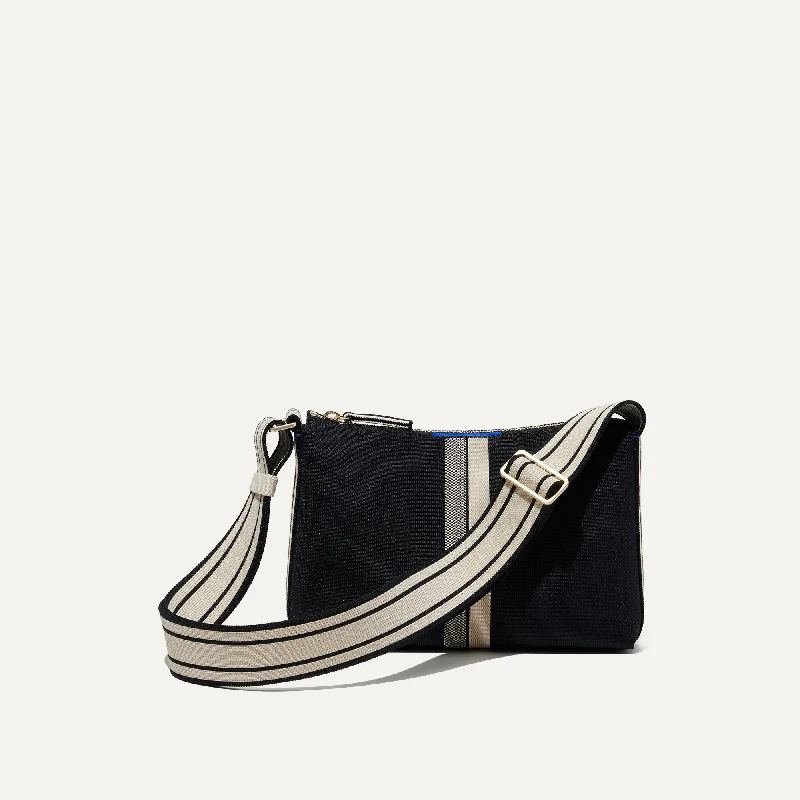 The Casual Crossbody - Black and Ivory Stripe