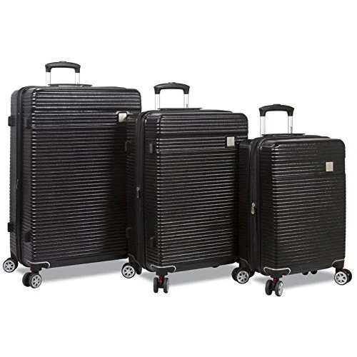 Dejuno Ashford 3-Pc Hardside Spinner Tsa Combination Lock Luggage Set, Black