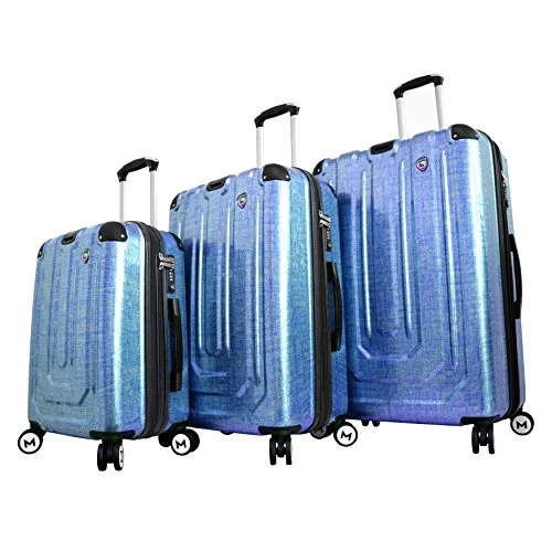 Mia Toro Luggage Macchiolina Polish Hardside Spinner 3 Piece Set, Blue, One Size