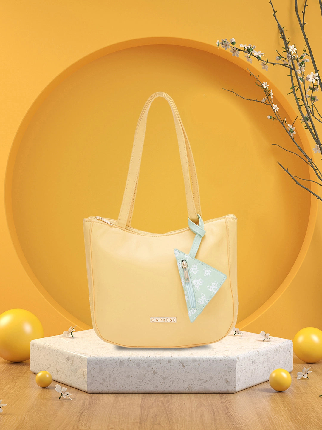 Caprese Pyxis Satchel Medium Yellow