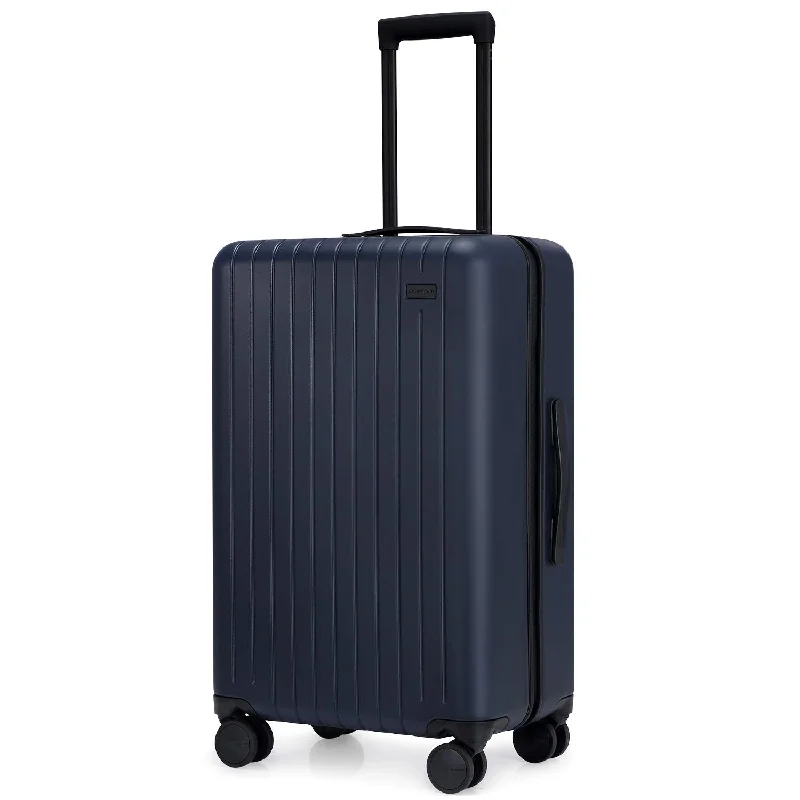 GoPenguin Hardside Luggage with Spinner Wheels, Medium 26 Inch Rolling Checked Suitcase PC Lightweight Blue