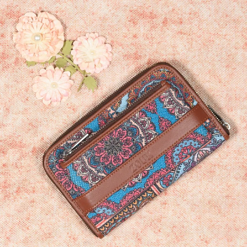 Multicolor Mandala Print Classic Zipper Metal Wallet