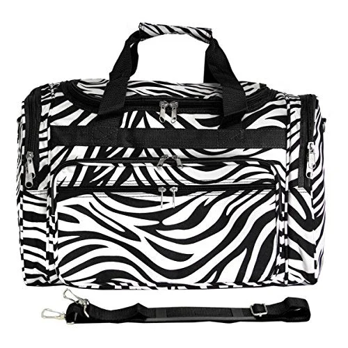 World Traveler Zebra 22-Inch Travel Duffle Bag, Black Trim Zebra