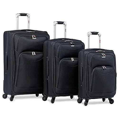 Dejuno The Brava 3-Piece Softside Spinner Upright, Black