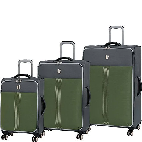 It Luggage Filament 8 Wheel Lightweight Expandable 3-Piece Set, Steel Gray/Loden Green