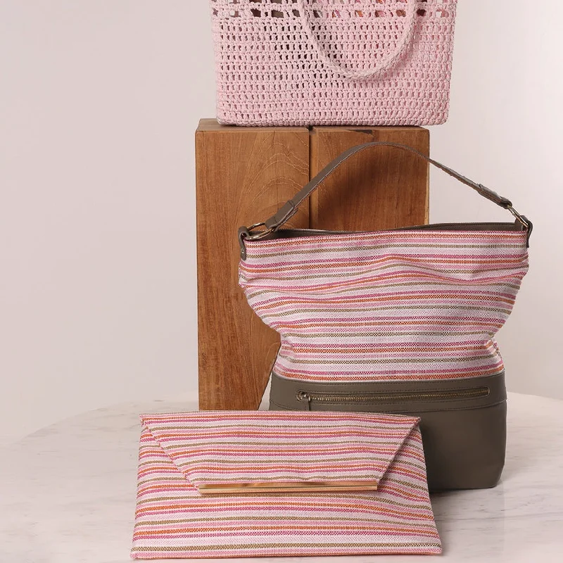 New Shoulder Bag Striped Pink