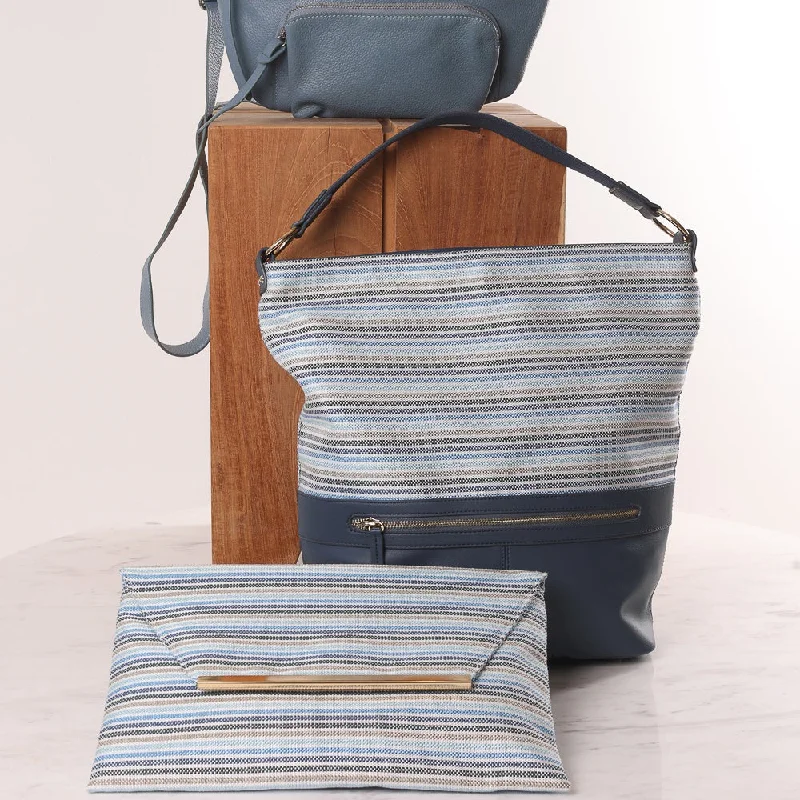 New Shoulder Bag Striped Blue