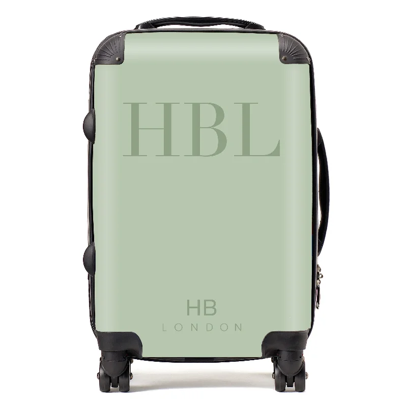 Personalised Sage Green Subtle Fashion Font Initial Suitcase