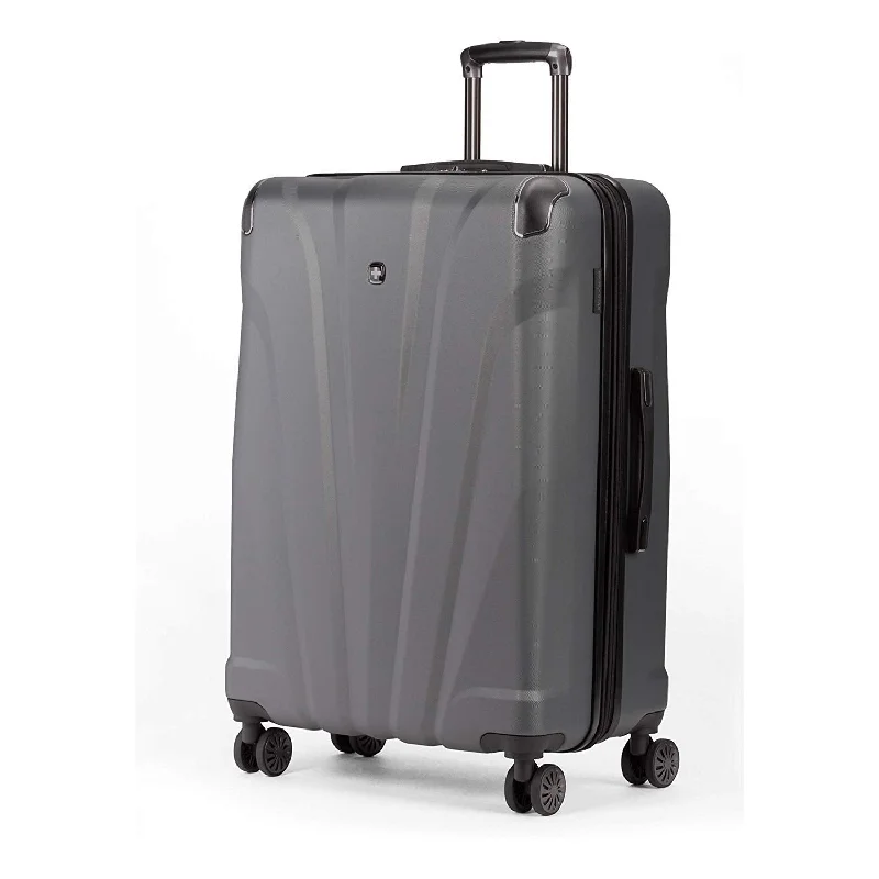 SWISSGEAR 7330 Hardside Spinner Luggage, Large Checked Suitcase - Dark Grey