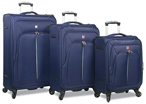 Dejuno Summit Lightweight 3-Piece Spinner Luggage Set, Navy