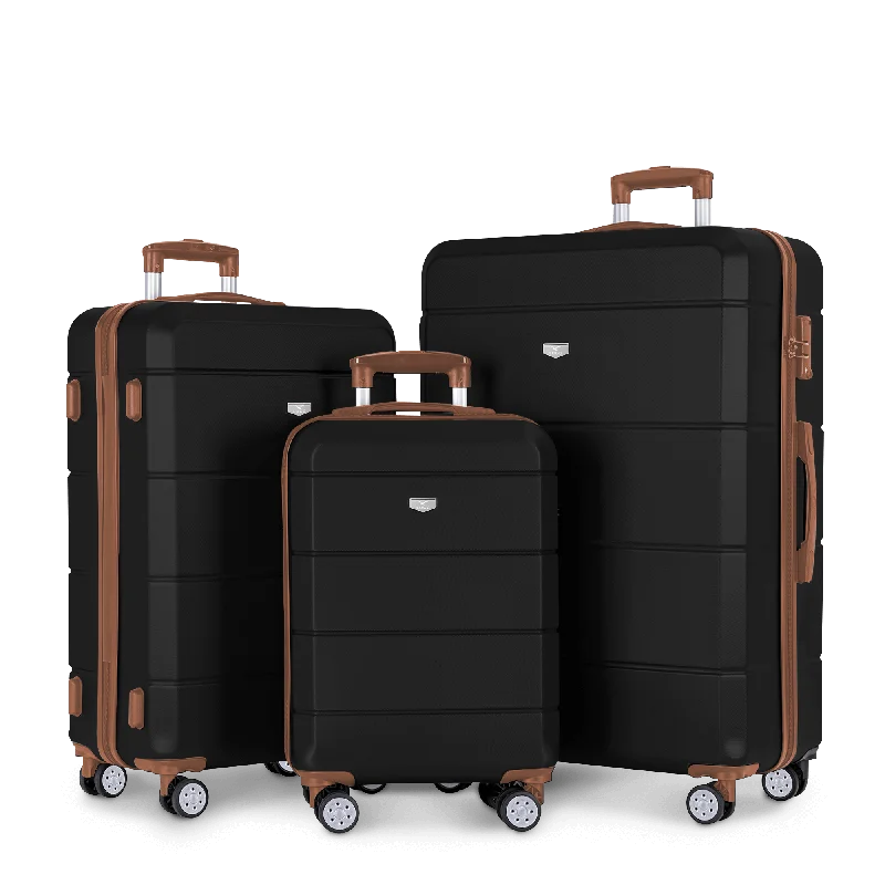 Jetset 3pc Suitcase Set in Black & Brown