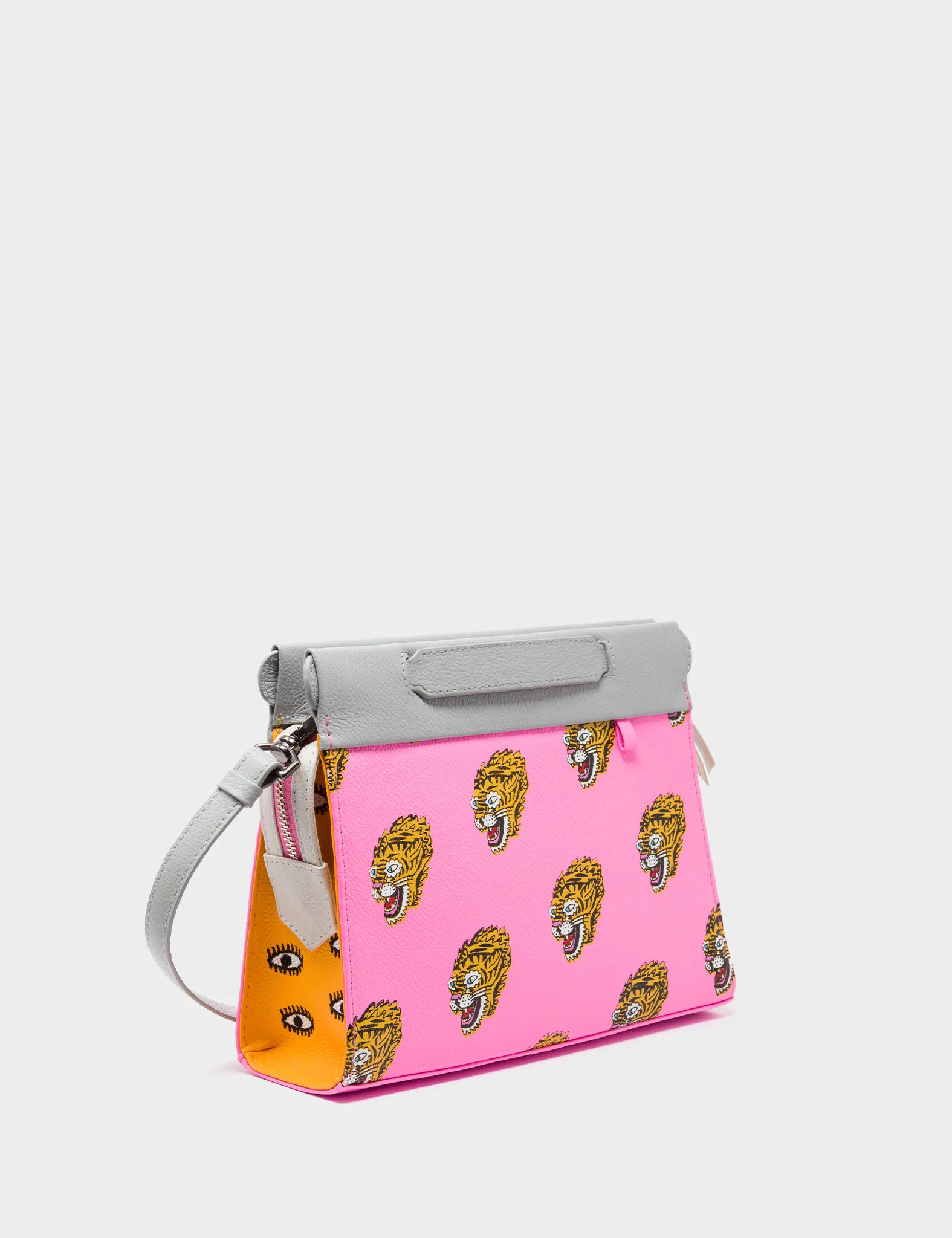 Vali Small Crossbody Bubblegum Pink Leather Bag - Blazing Tiger Design