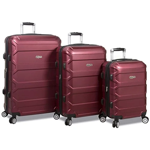 Dejuno Logan 3-Piece Hardside Spinner Combination Lock Luggage Set, Burgundy