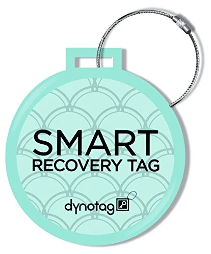 Dynotag Web/Gps Enabled Qr Smart Deluxe Steel Luggage Tag & Braided Steel Loop (Turquoise)