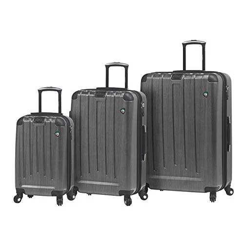 Mia Toro M1028-03Pc-Slv Italy Diamante Spazzolato Hardside Spinner Luggage 3 Piece Set, Silver