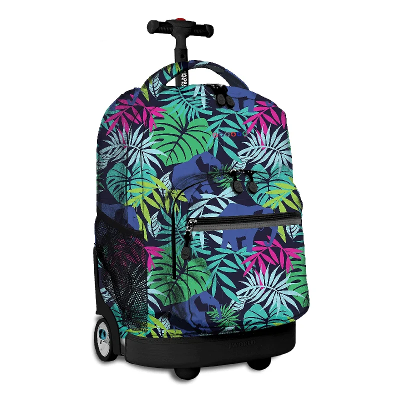 J World New York Sunrise 18-inch Rolling Backpack - Savanna Multi Color Designer Print Polyester Checkpoint-Friendly Adjustable Strap Lined Water Resistant