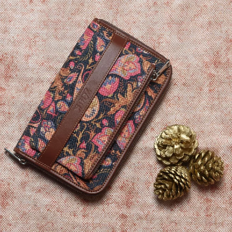 Paisley Print Classic Zipper Metal Wallet